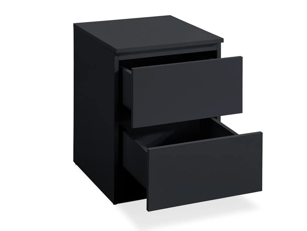 Birlea Furniture & Beds Birlea Oslo Black 2 Drawer Bedside Table