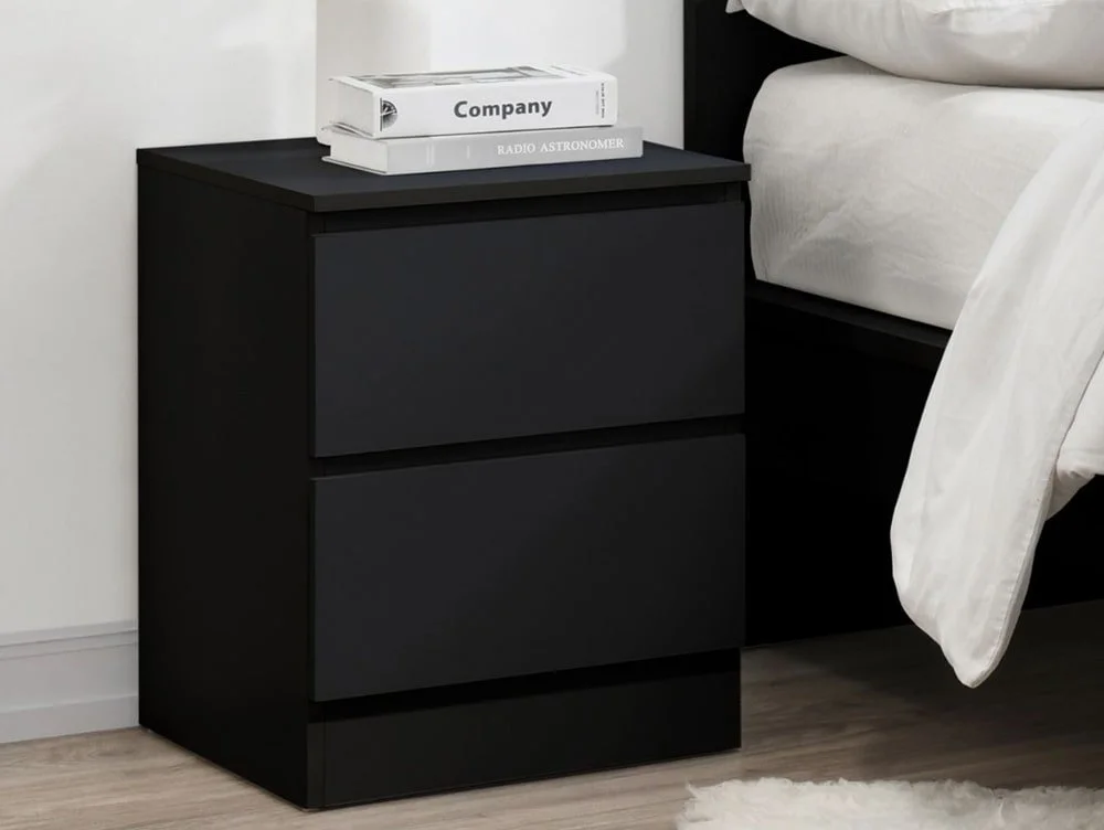 Birlea Furniture & Beds Birlea Oslo Black 2 Drawer Bedside Table