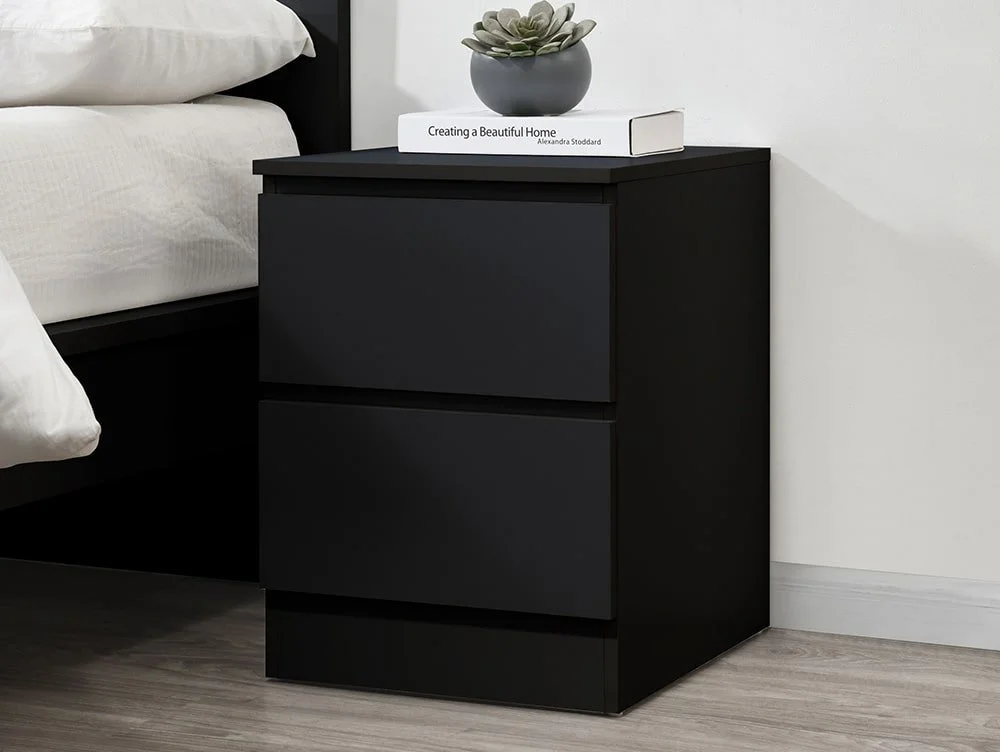 Birlea Birlea Oslo Black 2 Drawer Bedside Table