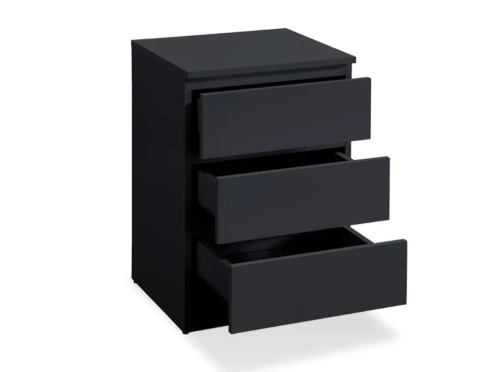 Birlea Birlea Oslo Black 3 Drawer Bedside Table