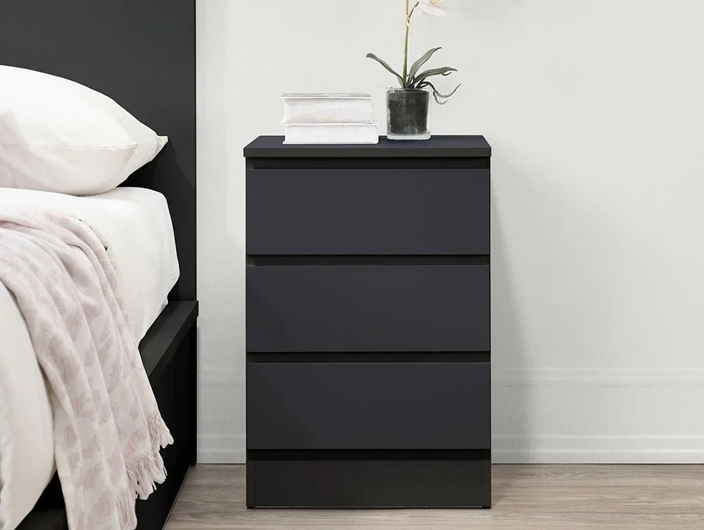 Birlea Birlea Oslo Black 3 Drawer Bedside Table