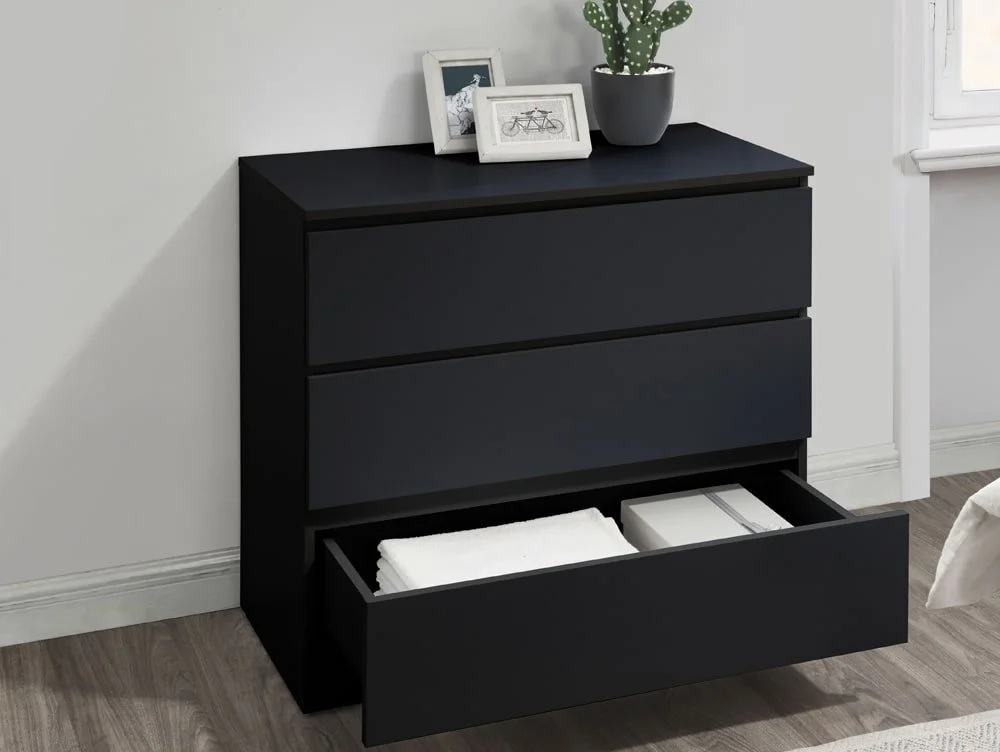Birlea Birlea Oslo Black 3 Drawer Chest of Drawers