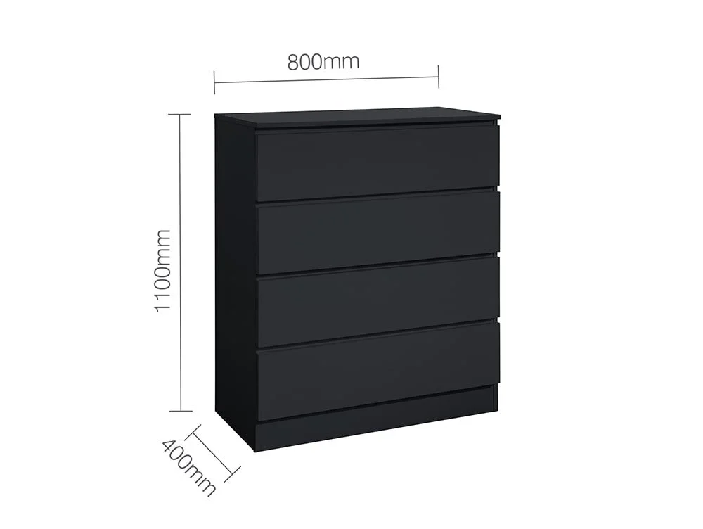 Birlea Birlea Oslo Black 4 Drawer Chest of Drawers