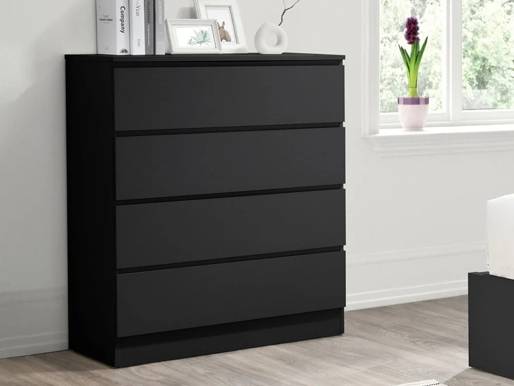 Birlea Furniture & Beds Birlea Oslo Black 4 Drawer Chest of Drawers