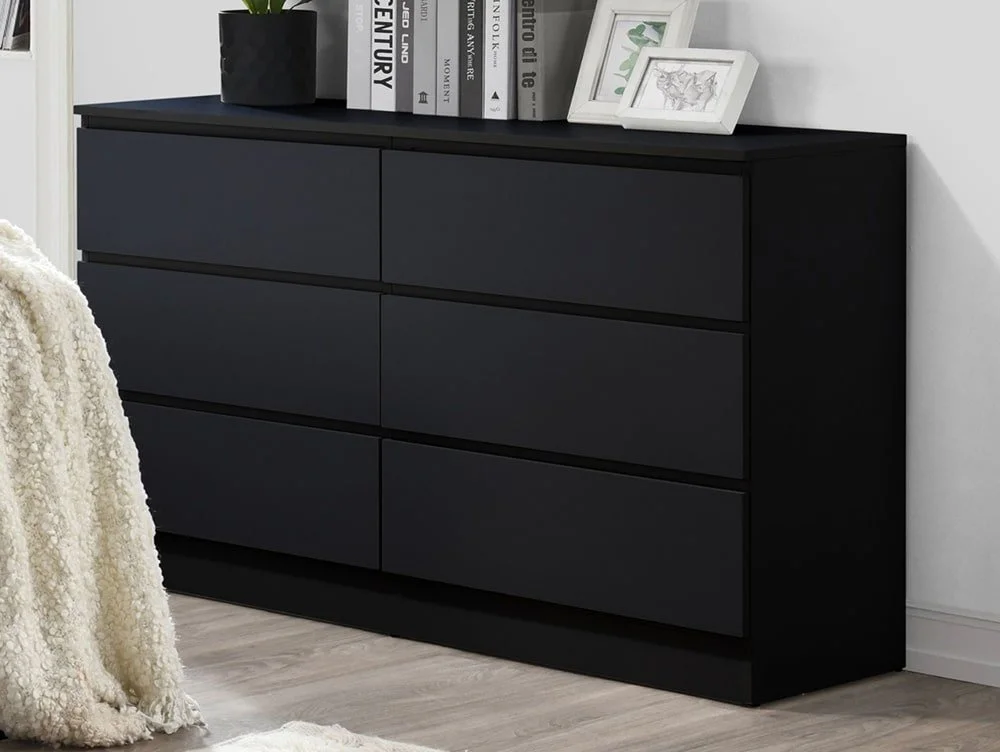 Birlea Birlea Oslo Black 6 Drawer Chest of Drawers