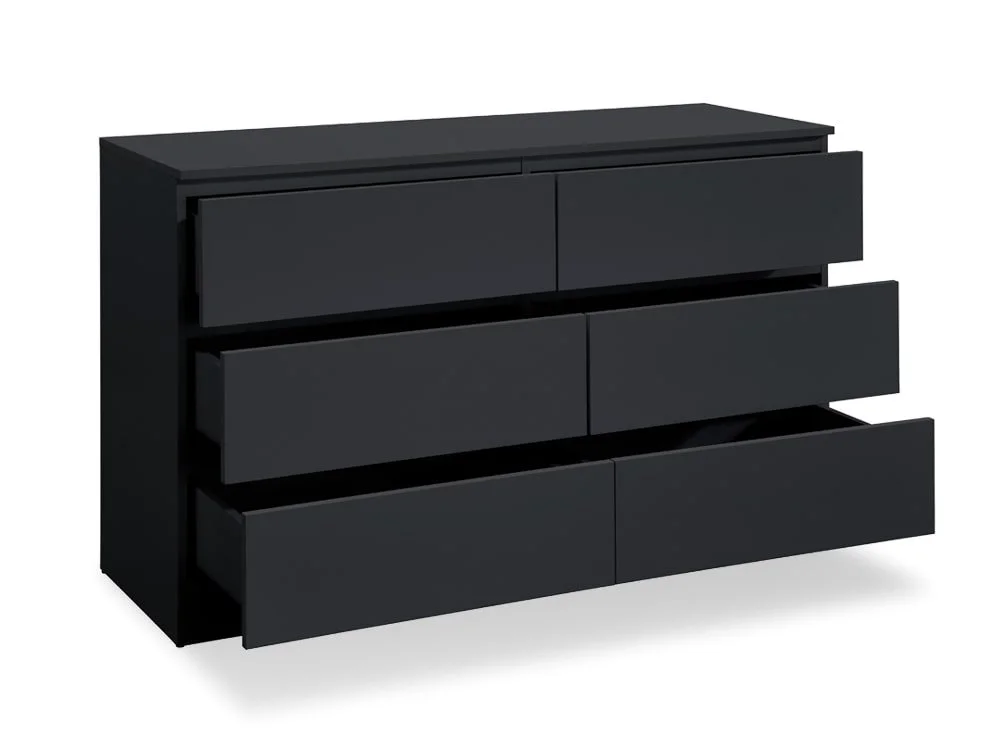 Birlea Birlea Oslo Black 6 Drawer Chest of Drawers