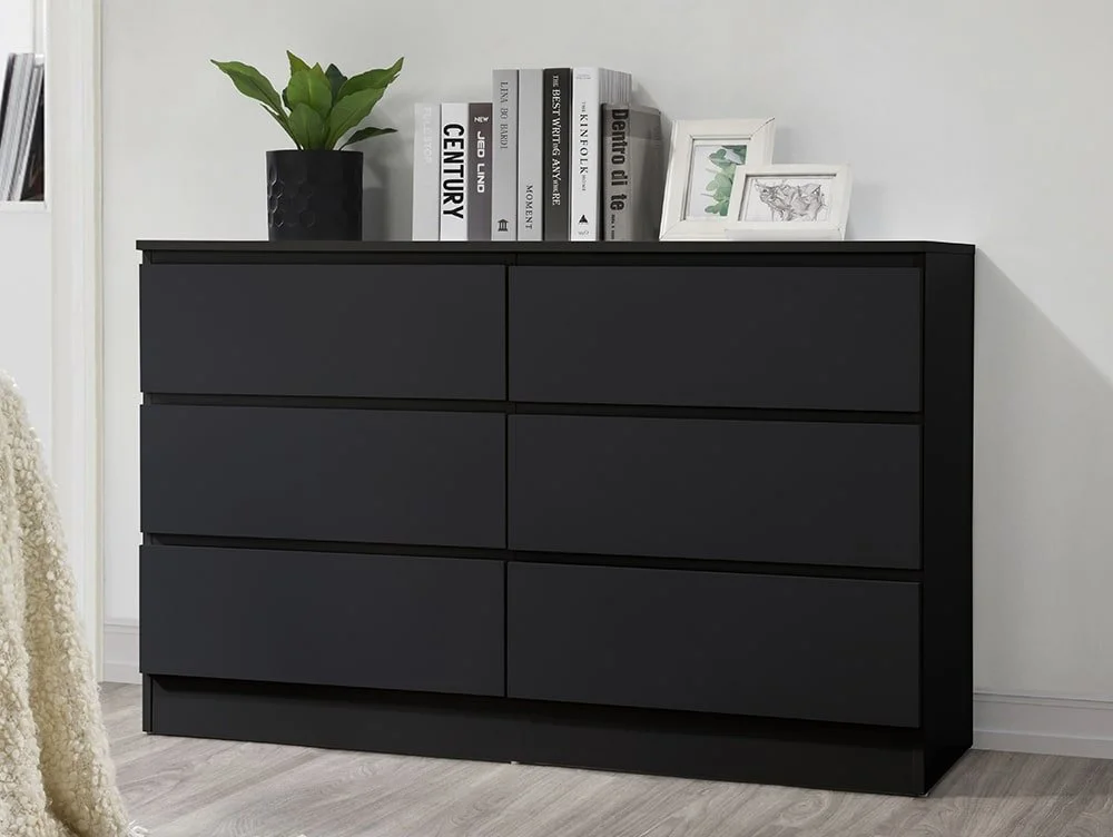 Birlea Birlea Oslo Black 6 Drawer Chest of Drawers