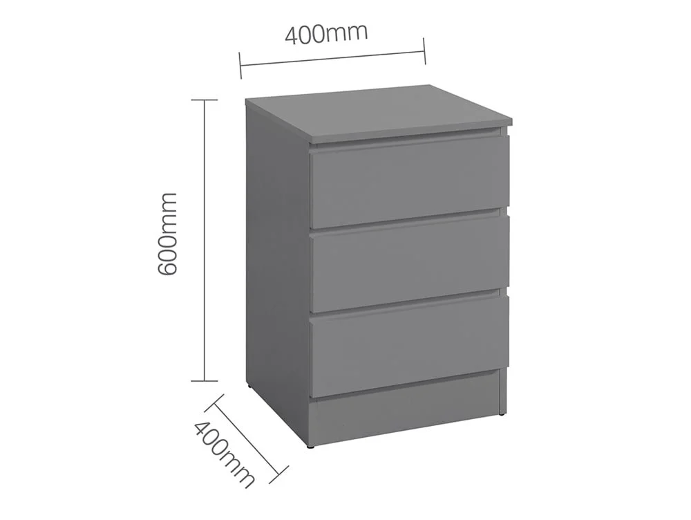 Birlea Birlea Oslo Grey 3 Drawer Bedside Table