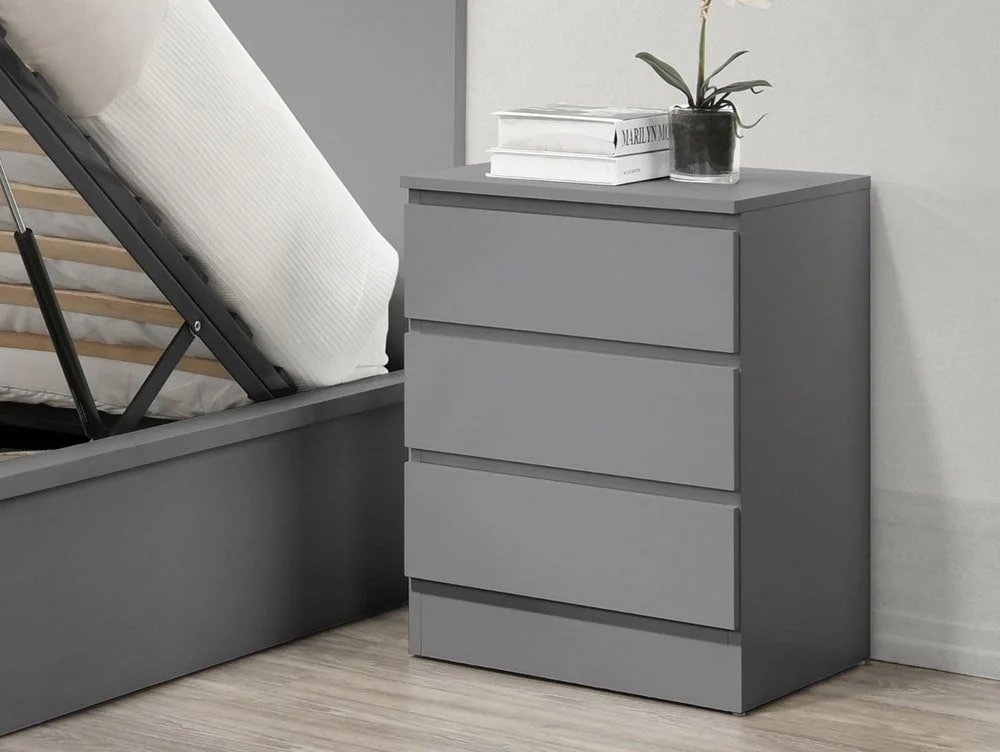 Birlea Birlea Oslo Grey 3 Drawer Bedside Table