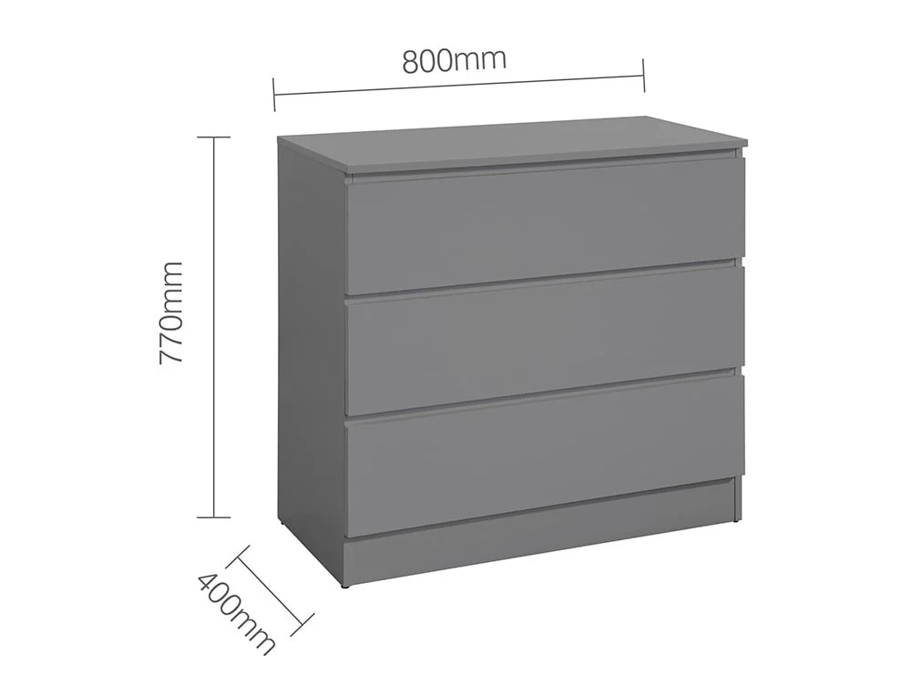 Birlea Furniture & Beds Birlea Oslo Grey 3 Drawer Chest of Drawers