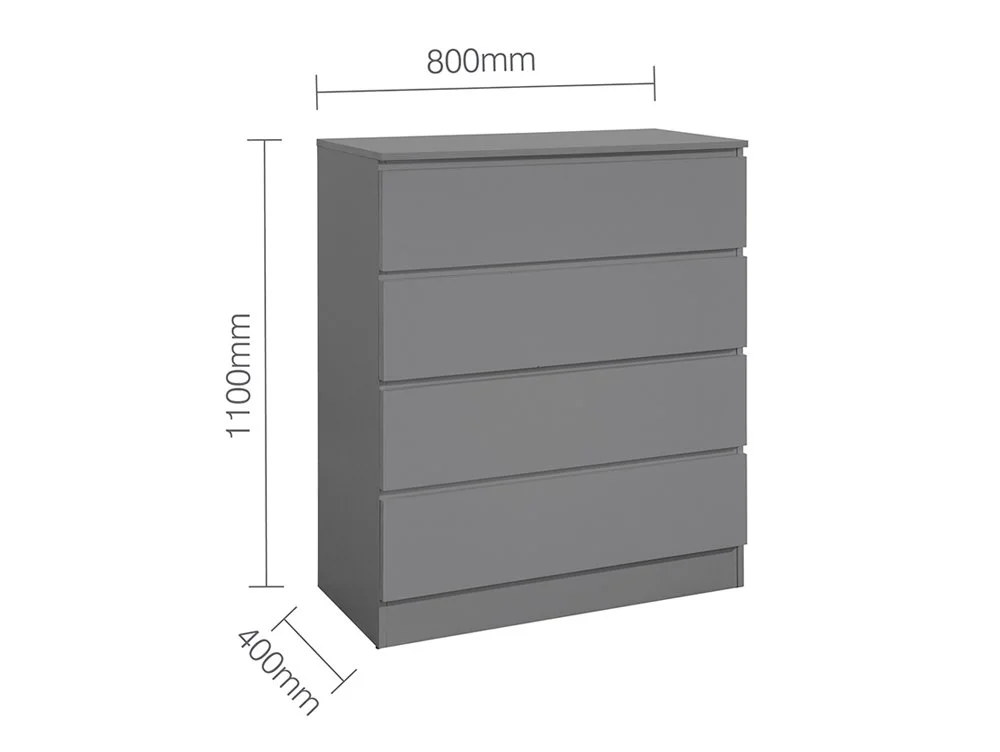 Birlea Birlea Oslo Grey 4 Drawer Chest of Drawers