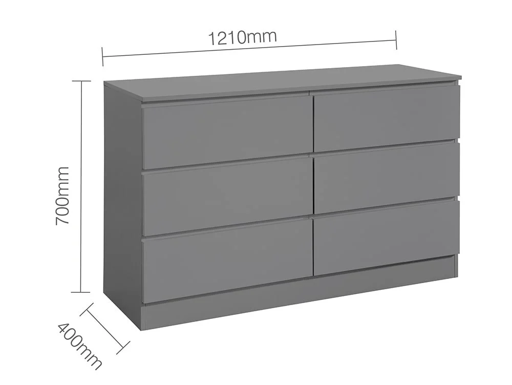Birlea Birlea Oslo Grey 6 Drawer Chest of Drawers