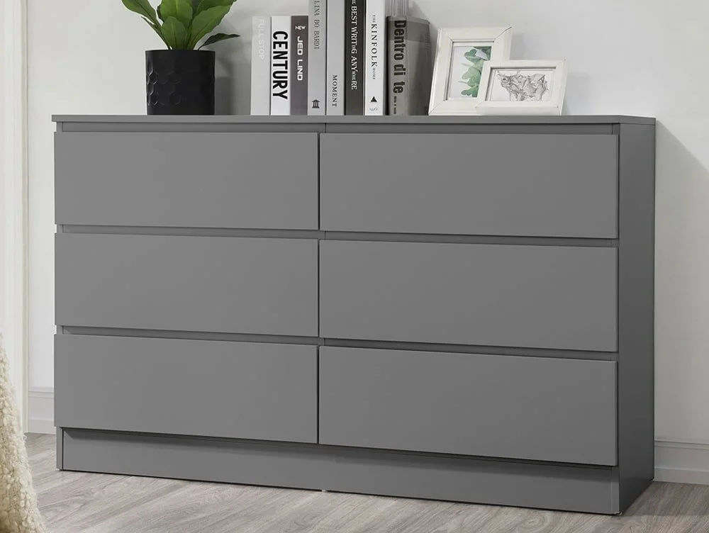 Birlea Furniture & Beds Birlea Oslo Grey 6 Drawer Chest of Drawers