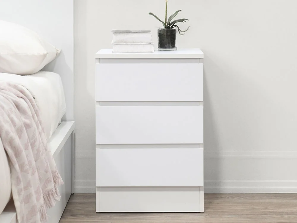 Birlea Birlea Oslo White 3 Drawer Bedside Table