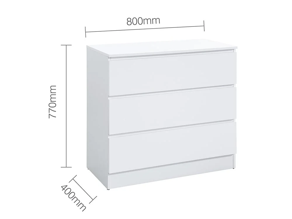 Birlea Birlea Oslo White 3 Drawer Chest of Drawers