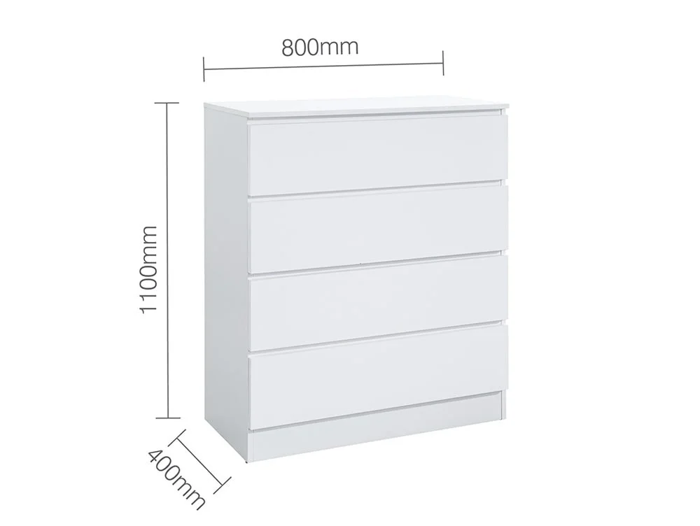 Birlea Furniture & Beds Birlea Oslo White 4 Drawer Chest of Drawers