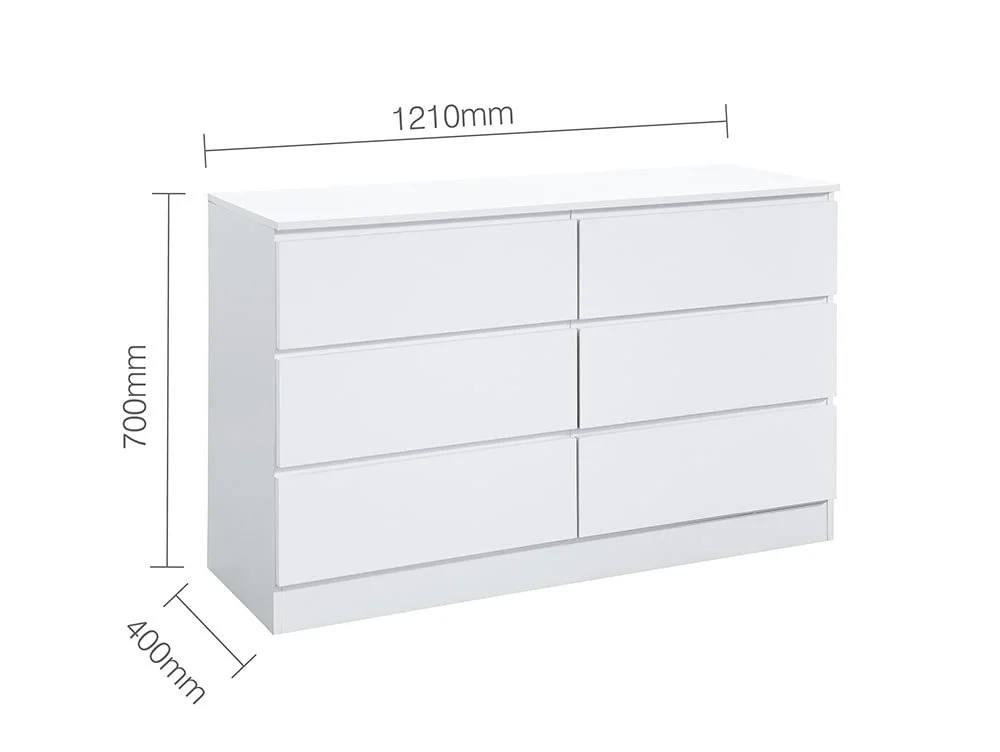 Birlea Furniture & Beds Birlea Oslo White 6 Drawer Chest of Drawers