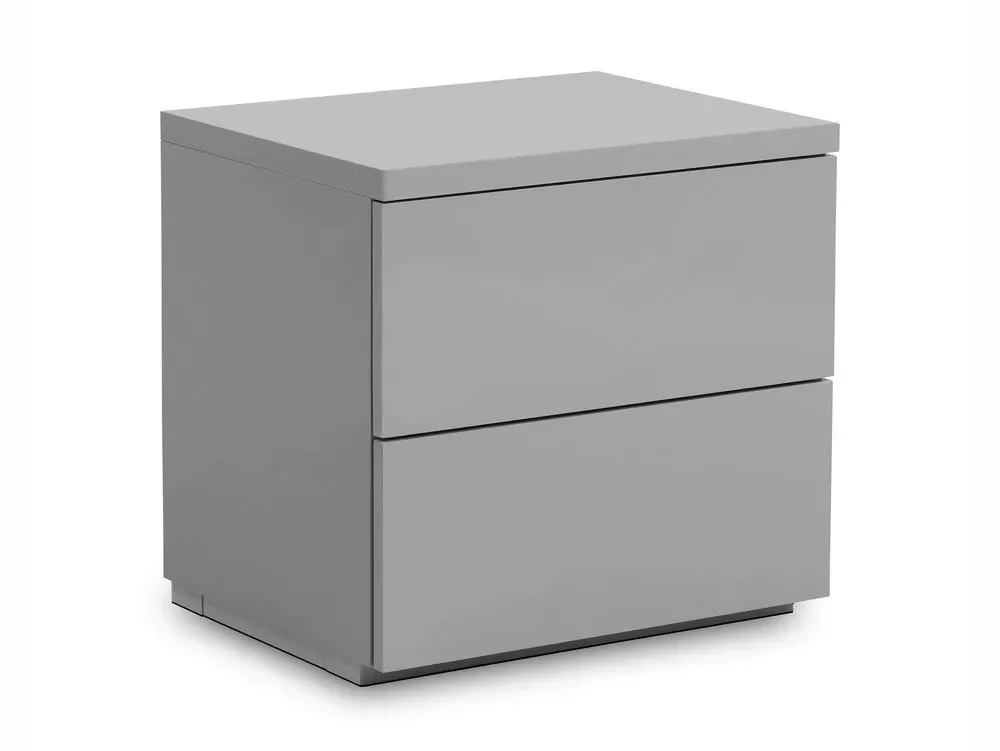 Julian Bowen Clearance - Julian Bowen Monaco Grey High Gloss 2 Drawer Bedside Table