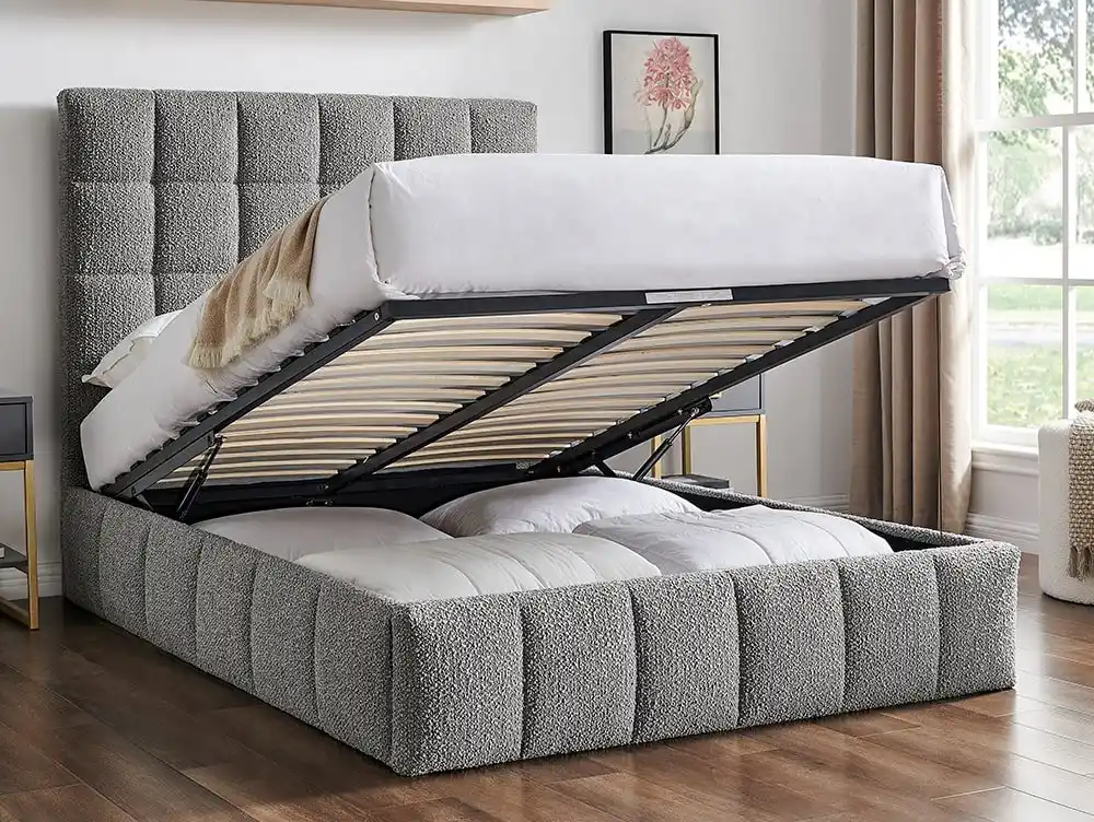 Limelight Limelight Estelle Square Dove Grey Boucle Ottoman Bed Frame