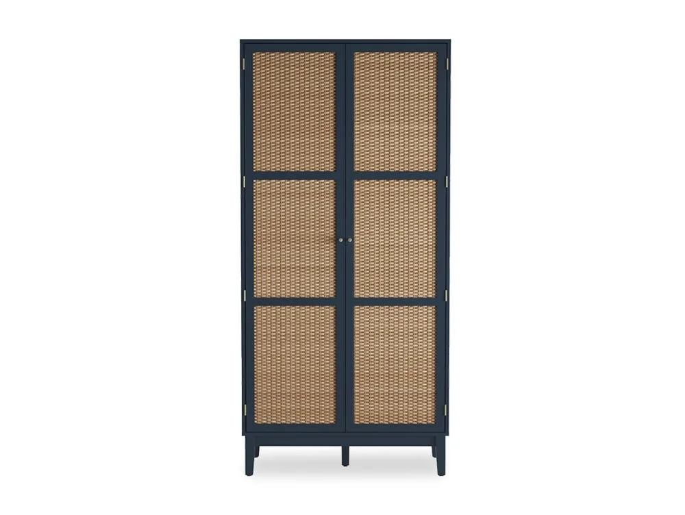 LPD LPD Bordeaux Rattan and Blue 2 Door Double Wardrobe