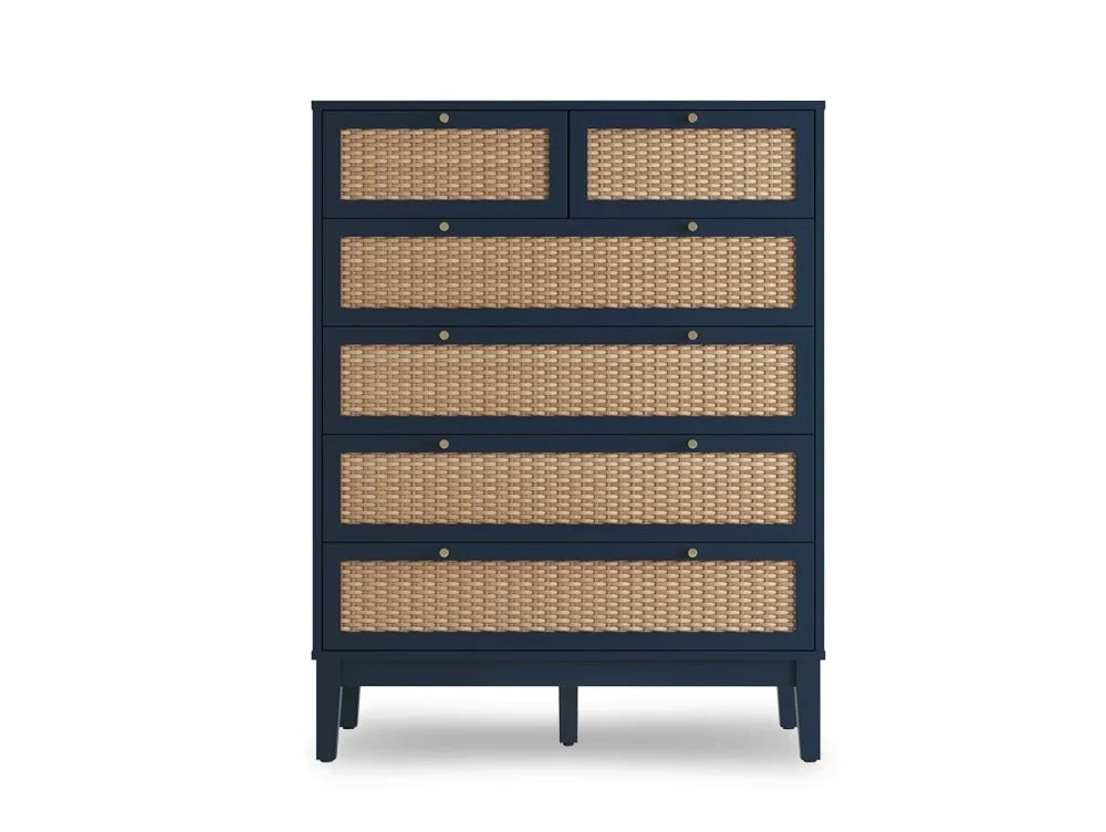 LPD LPD Bordeaux Rattan and Blue 4+2 Drawer Chest of Drawers