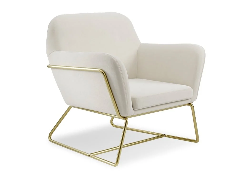 LPD LPD Charles Cream Velvet Fabric Armchair