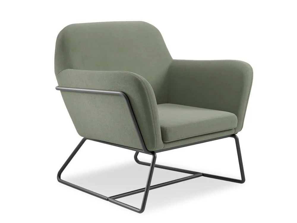 LPD LPD Charles Sage Green Velvet Fabric Armchair