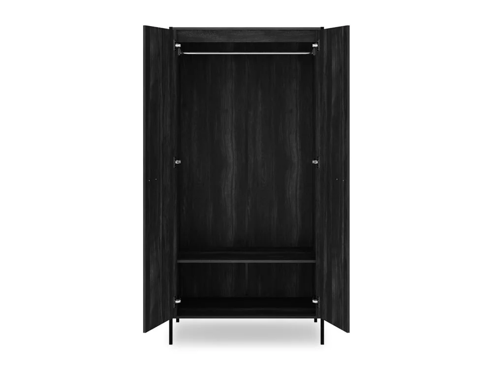 LPD LPD Hoxton Black Wood Effect 2 Door Wardrobe