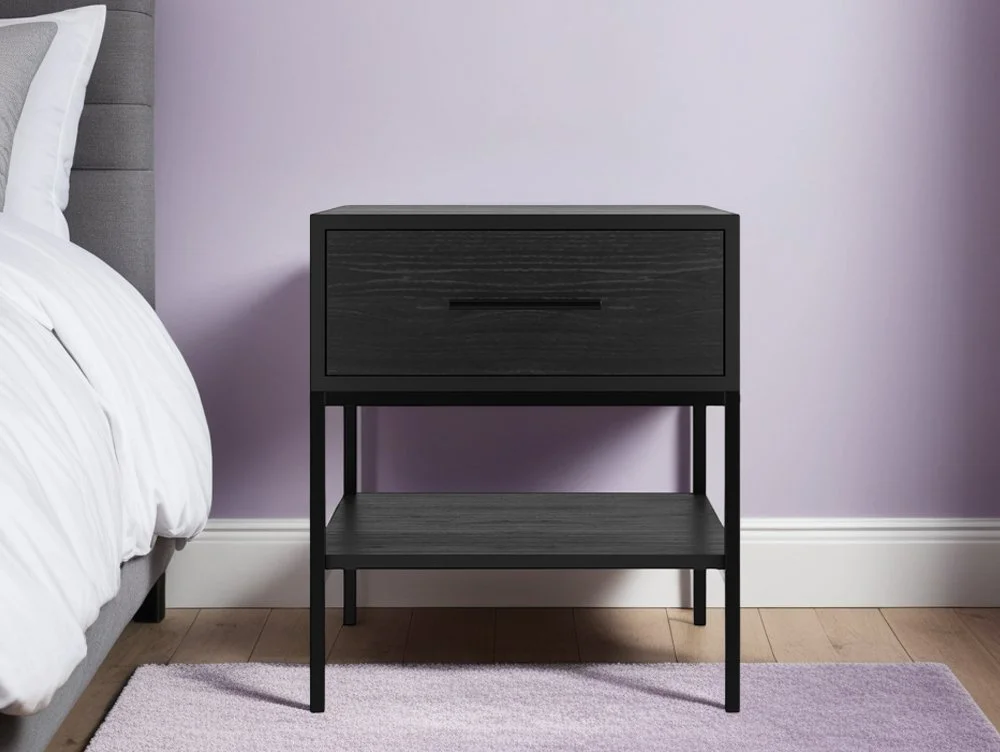 LPD LPD Boston Black 1 Drawer Bedside Table