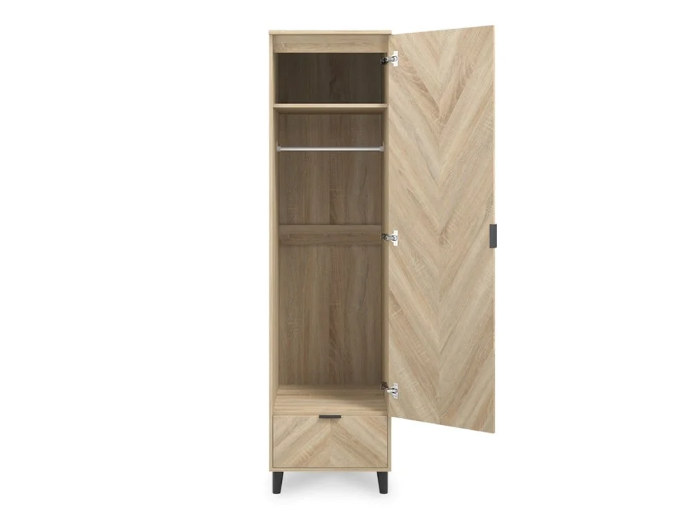 LPD LPD Stockholm Chevron Light Oak 1 Door 1 Drawer Wardrobe