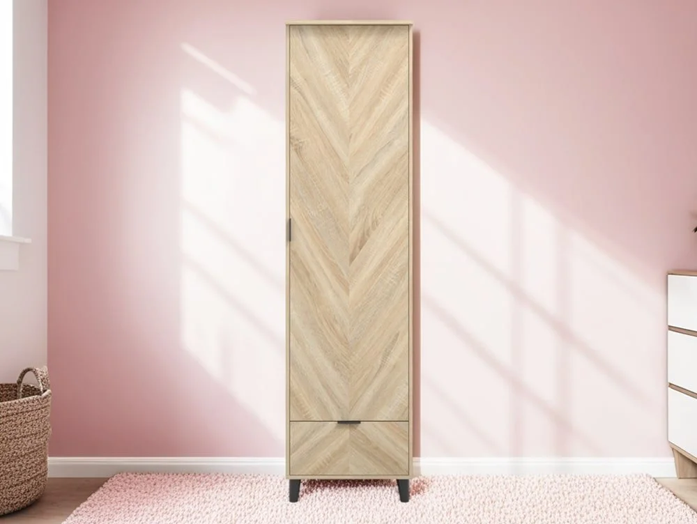 LPD LPD Stockholm Chevron Light Oak 1 Door 1 Drawer Wardrobe