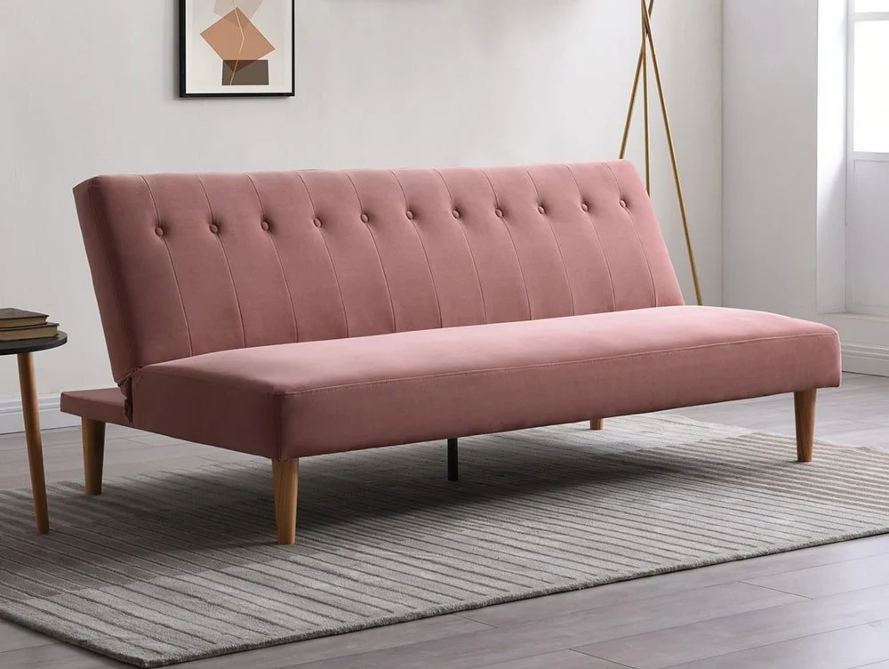 Kyoto Corin Dusky Pink Velvet Sofa Bed