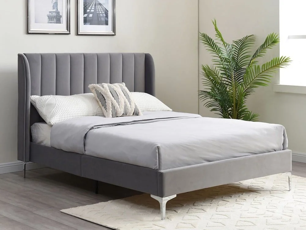 Kyoto Kyoto Avery Grey Velvet Bed Frame