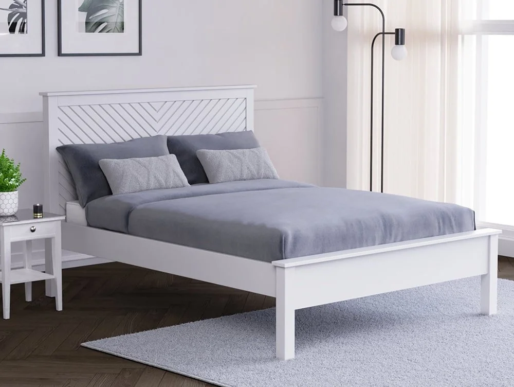 Kyoto Kyoto Chevron White Wooden Bed Frame