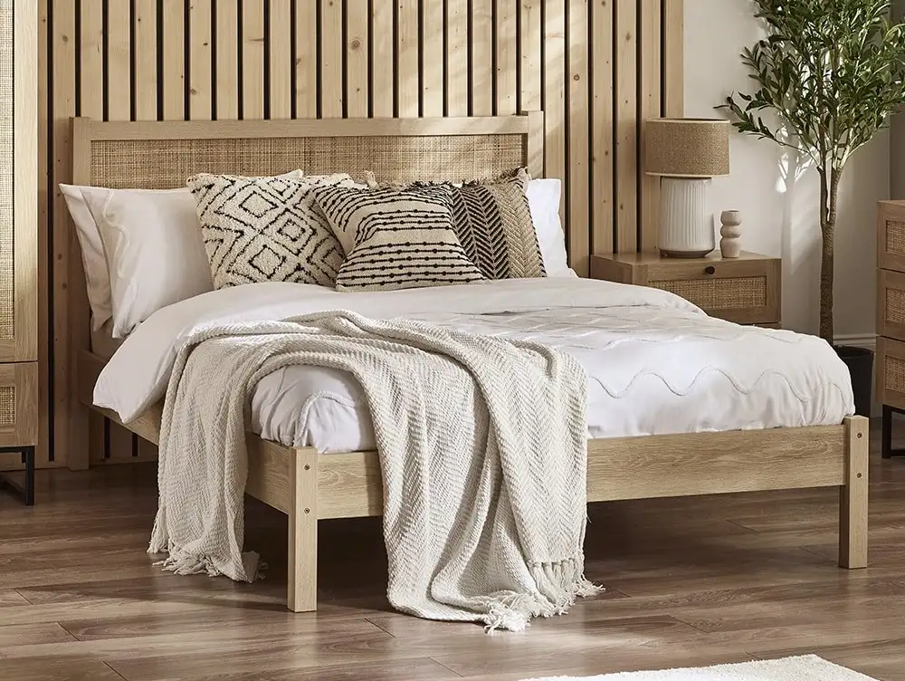 Julian Bowen Julian Bowen Padstow Rattan Oak Wooden Bed Frame