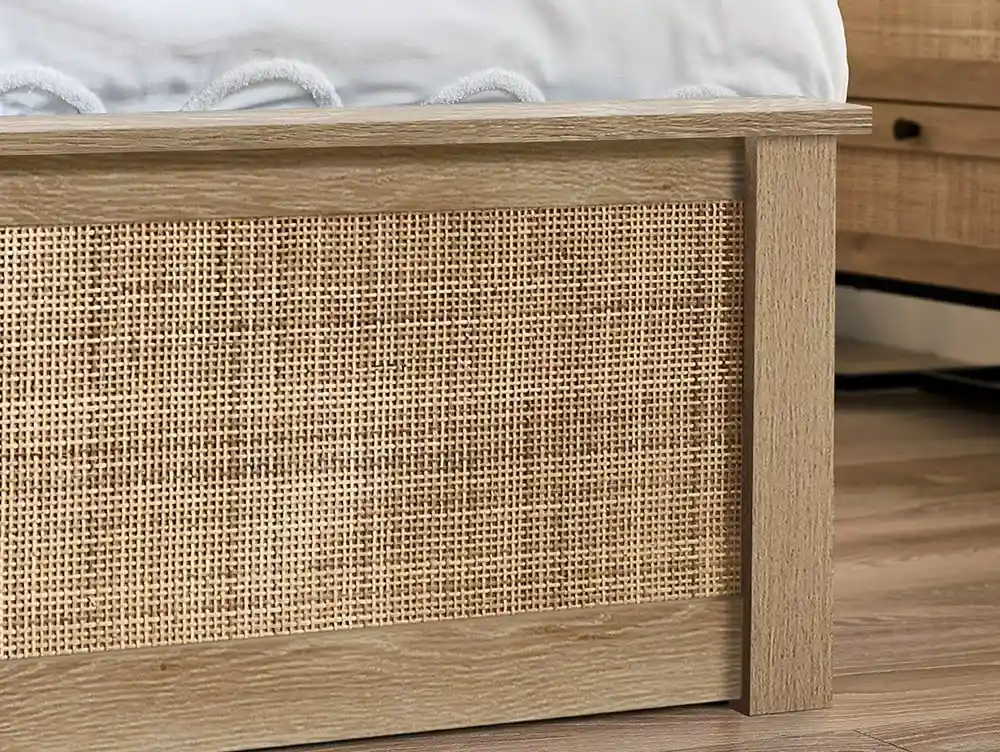 Julian Bowen Julian Bowen Padstow Rattan Oak Wooden Ottoman Bed Frame