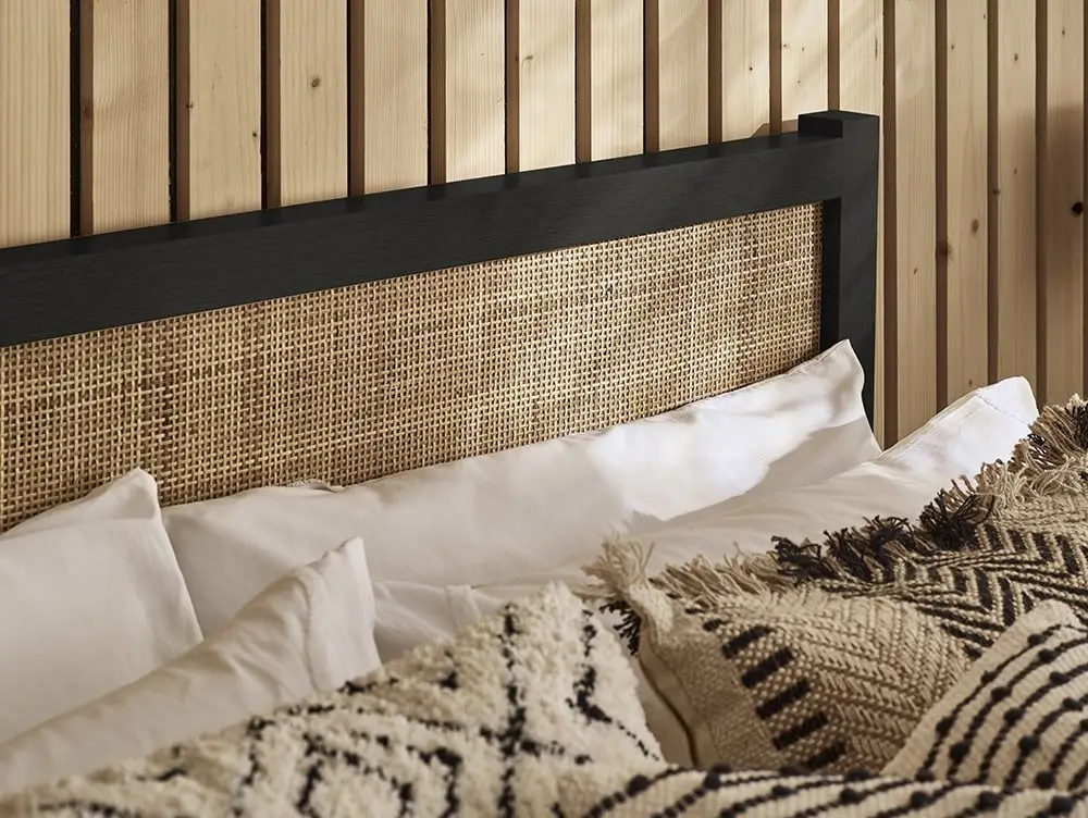 Julian Bowen Julian Bowen Padstow Rattan Black Wooden Bed Frame