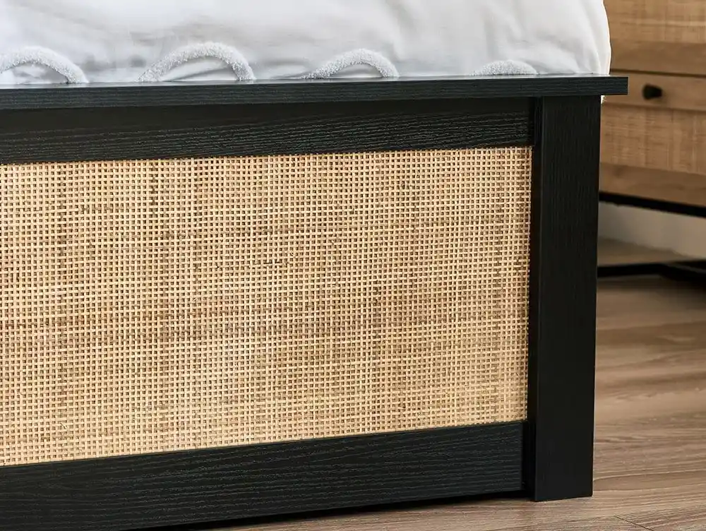 Julian Bowen Julian Bowen Padstow Rattan Black Wooden Ottoman Bed Frame