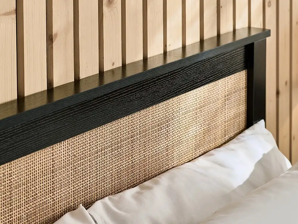 Julian Bowen Julian Bowen Padstow Rattan Black Wooden Ottoman Bed Frame
