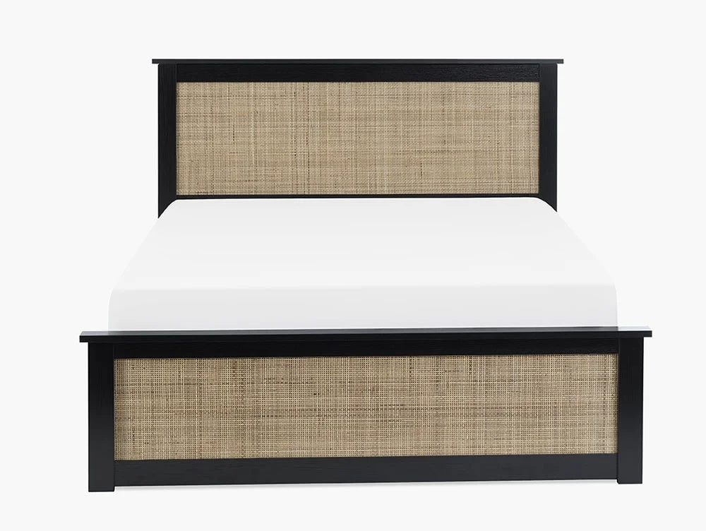 Julian Bowen Julian Bowen Padstow Rattan Black Wooden Ottoman Bed Frame