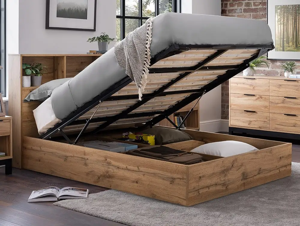 Julian Bowen Julian Bowen Bali Bookcase Oak Wooden Ottoman Bed Frame