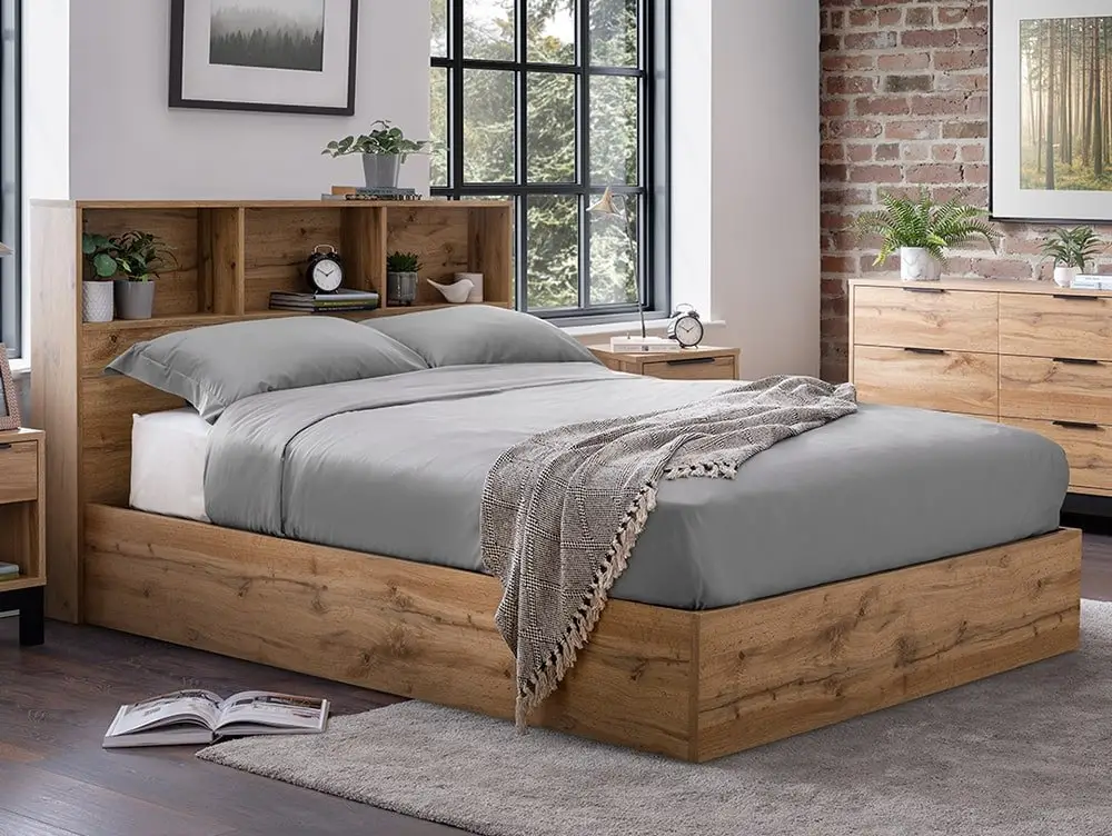 Julian Bowen Julian Bowen Bali Bookcase Oak Wooden Ottoman Bed Frame