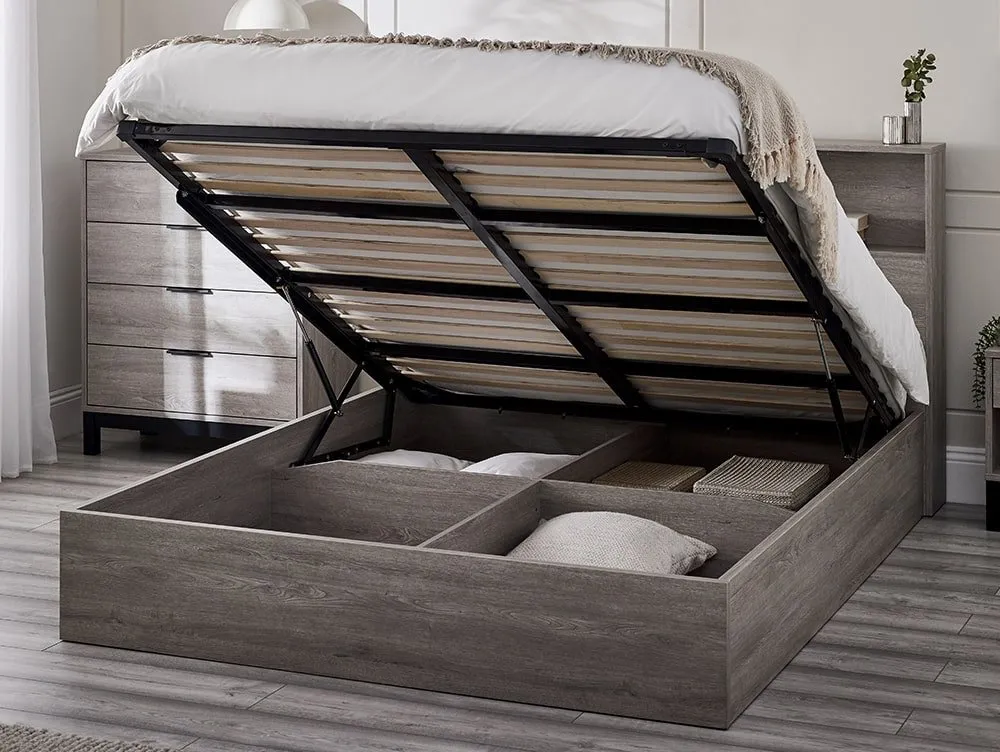 Julian Bowen Julian Bowen Bali Bookcase Grey Wooden Ottoman Bed Frame