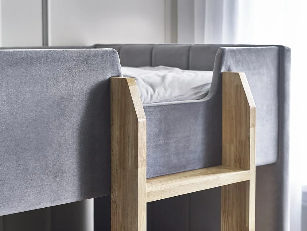 Julian Bowen Julian Bowen Daytona Single Grey Velvet Fabric Bunk Bed Frame