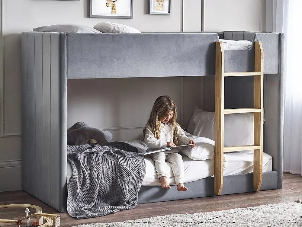 Julian Bowen Julian Bowen Daytona Single Grey Velvet Fabric Bunk Bed Frame