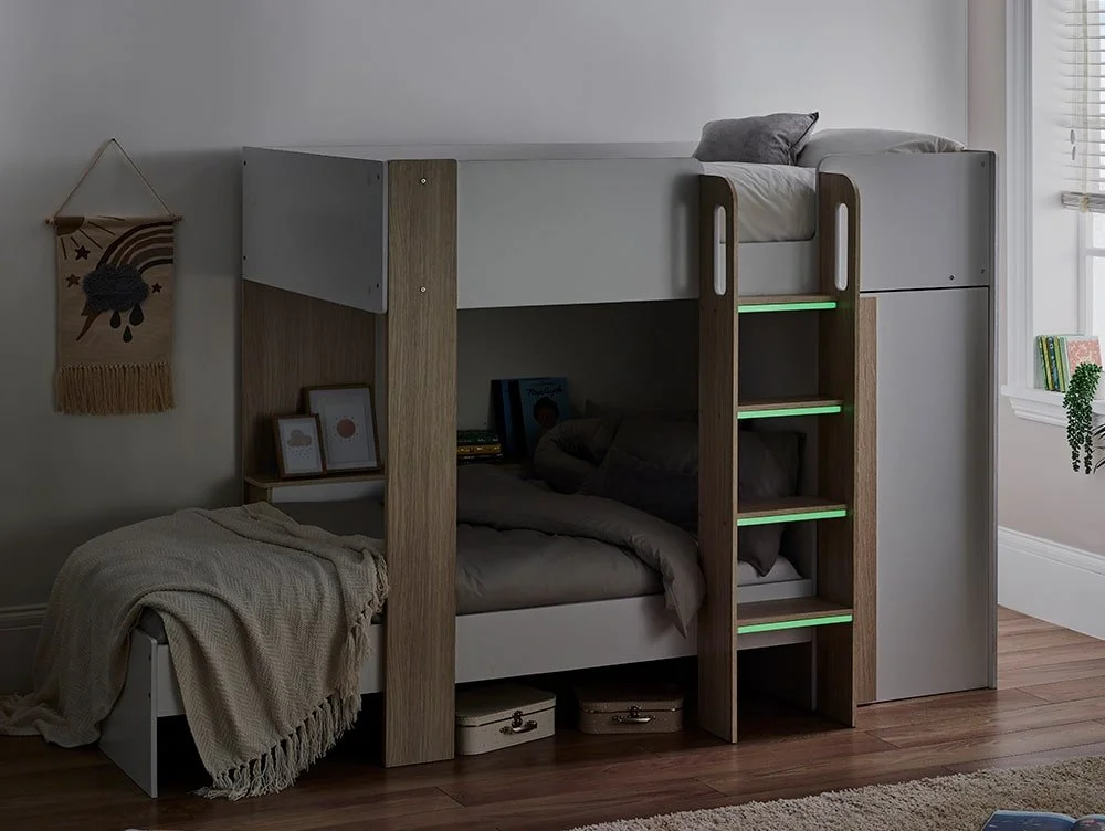 Julian Bowen Julian Bowen Horizon 3ft Single Light Wood and White Wooden Bunk Bed Frame