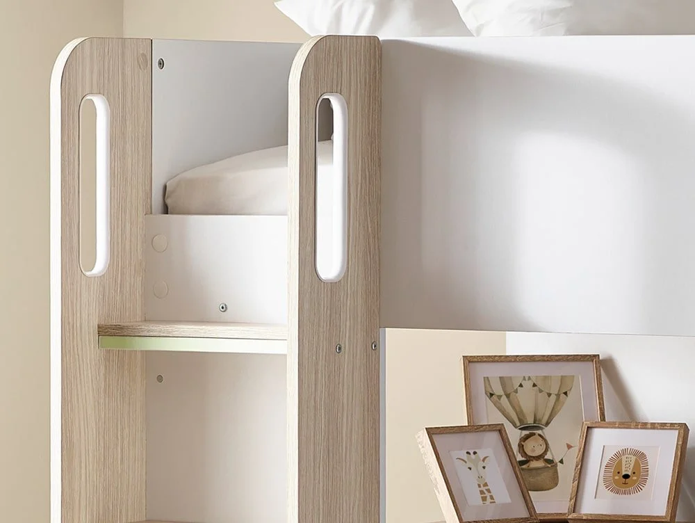 Julian Bowen Julian Bowen Ocean White and Light Oak Wooden High Sleeper Bed Frame