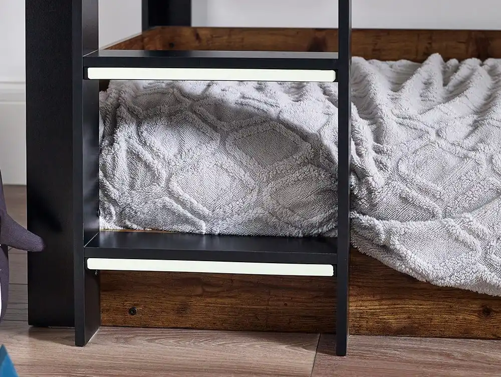 Julian Bowen Julian Bowen Solomon Black and Rustic Effect Wooden Bunk Bed Frame
