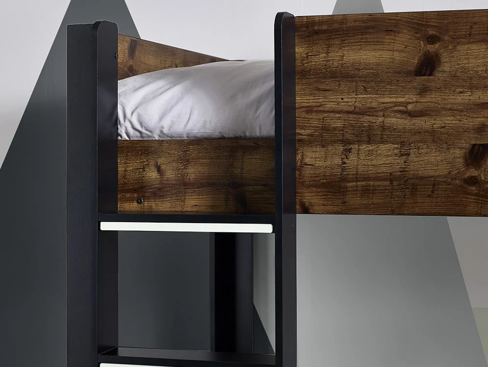 Julian Bowen Julian Bowen Solomon Black and Rustic Effect Wooden Bunk Bed Frame