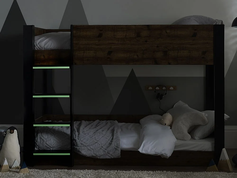 Julian Bowen Julian Bowen Solomon Black and Rustic Effect Wooden Bunk Bed Frame